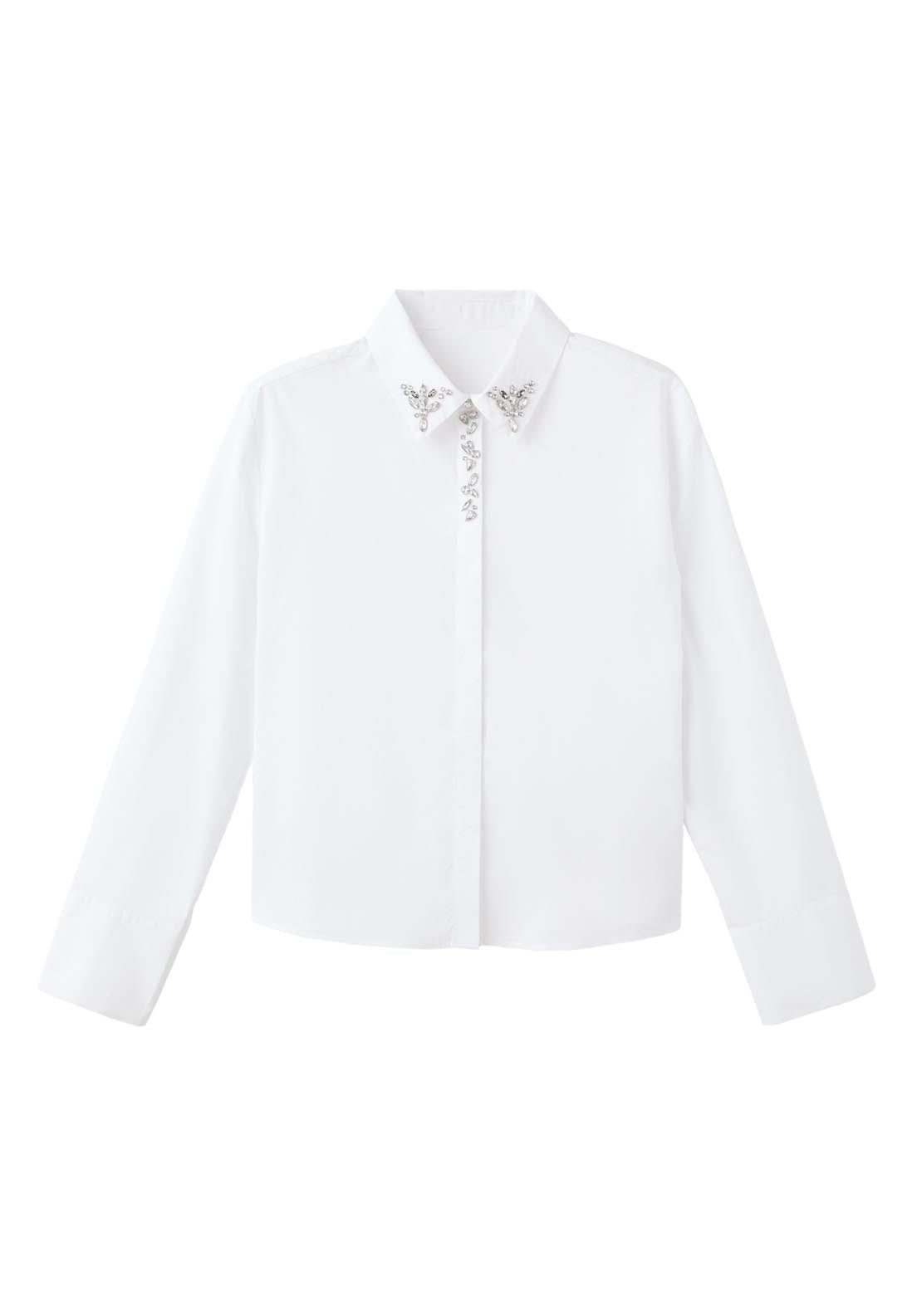 Mango Crystal Detail Shirt - Off White 7 Shaws Department Stores