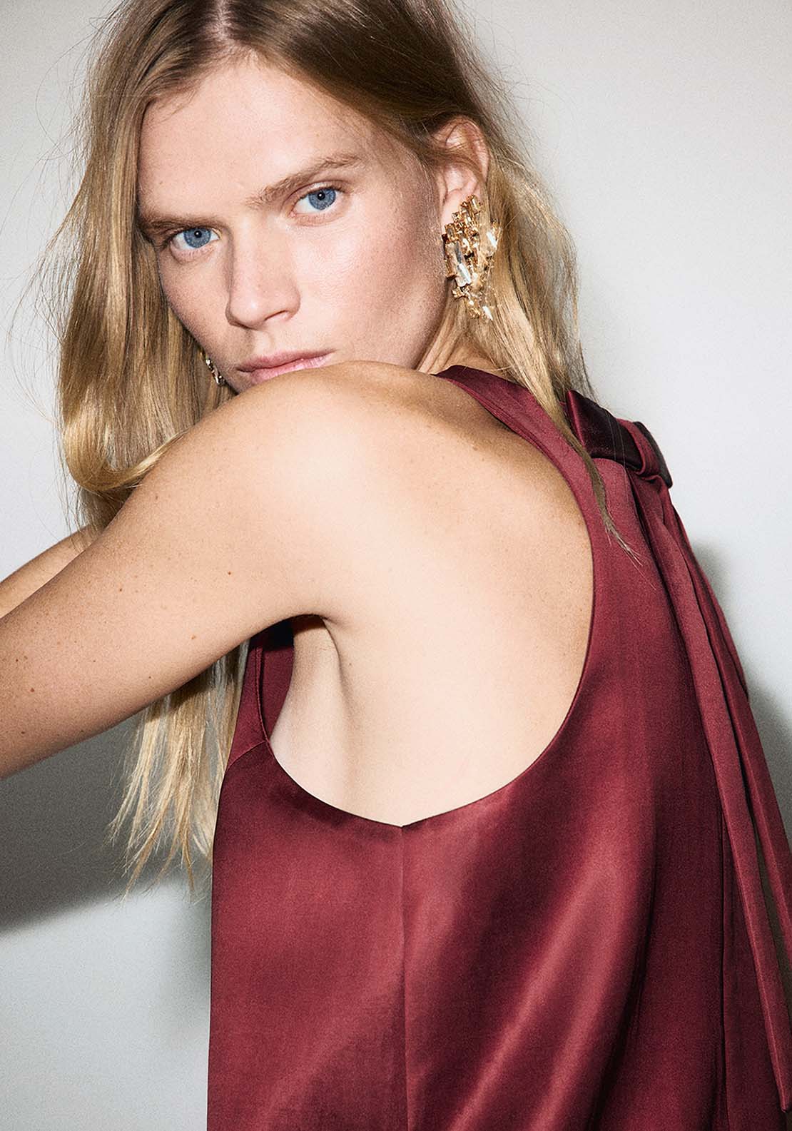 Satin Tie Dress - Burgundy