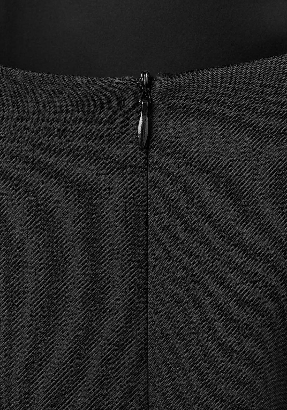 Open Back Dress With Lace Trim Hem - Black