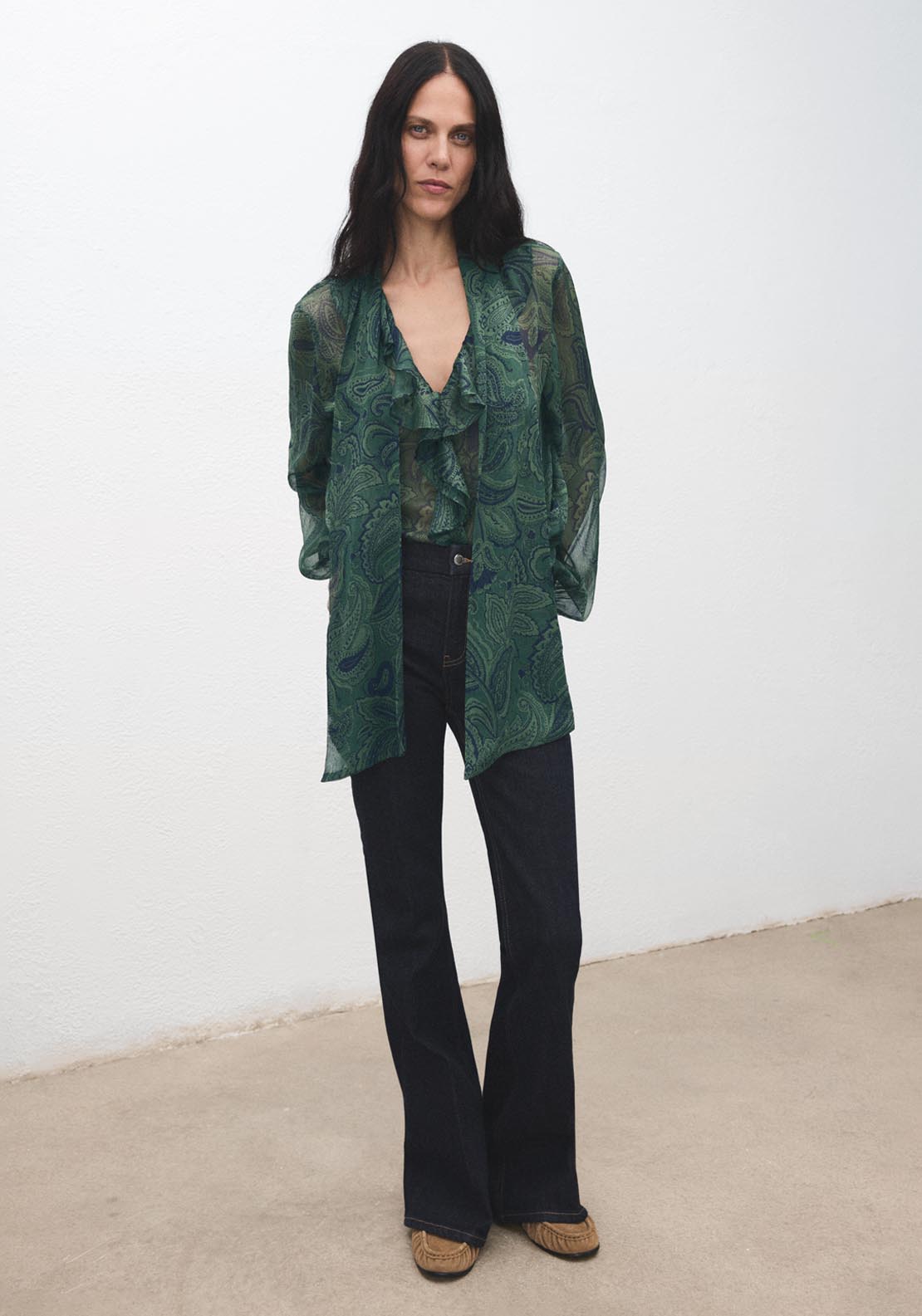 Mango Paisley Print Blouse With Foulard - Green 4 Shaws Department Stores
