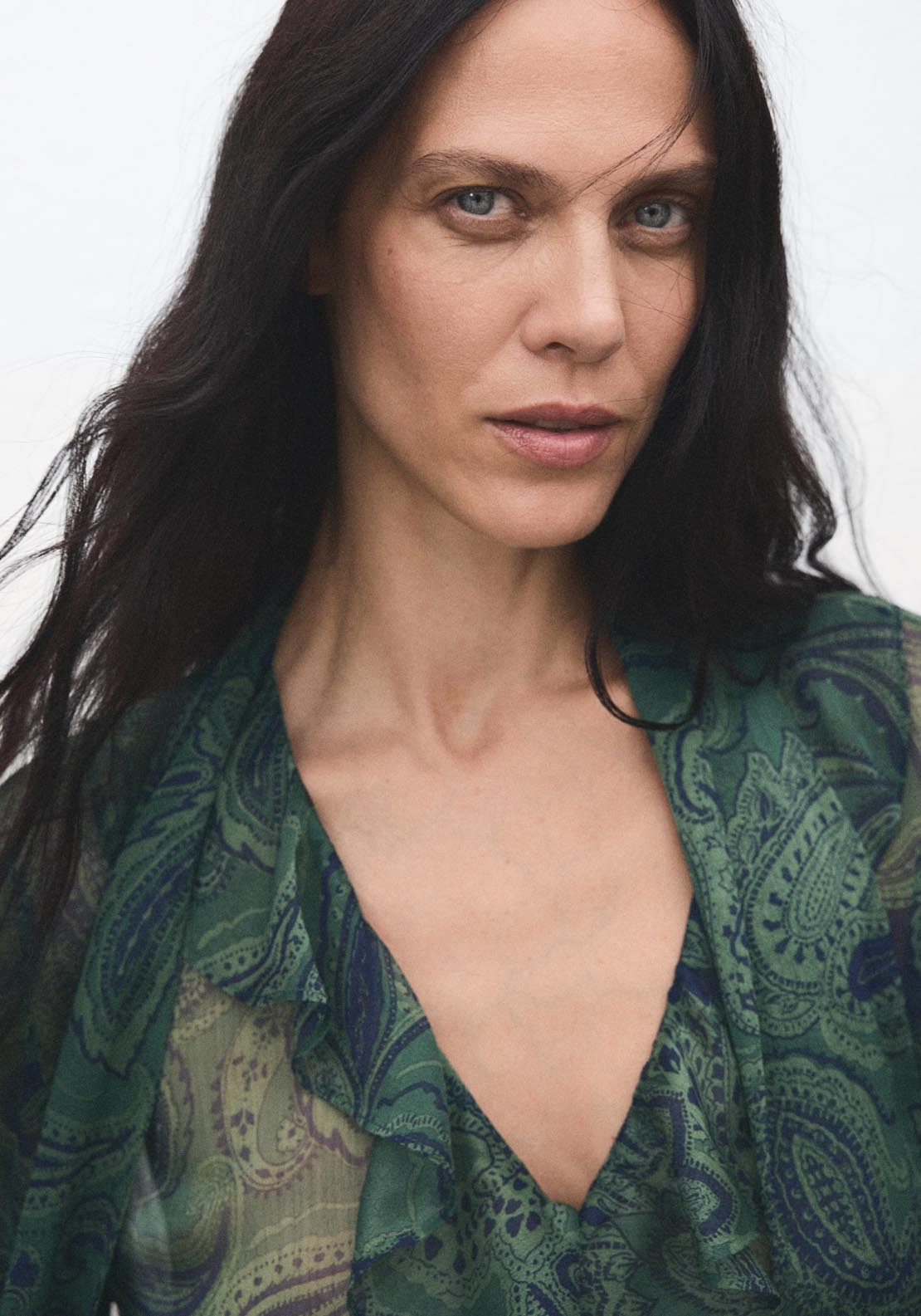 Mango Paisley Print Blouse With Foulard - Green 3 Shaws Department Stores