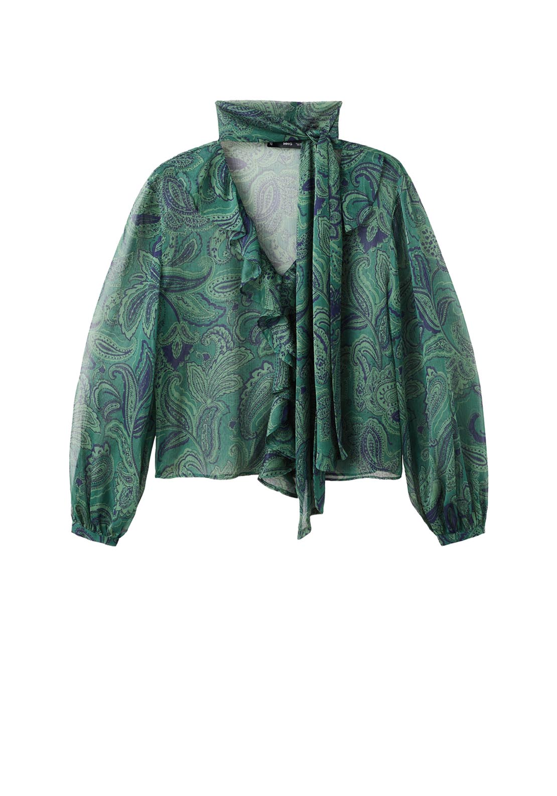 Mango Paisley Print Blouse With Foulard - Green 7 Shaws Department Stores