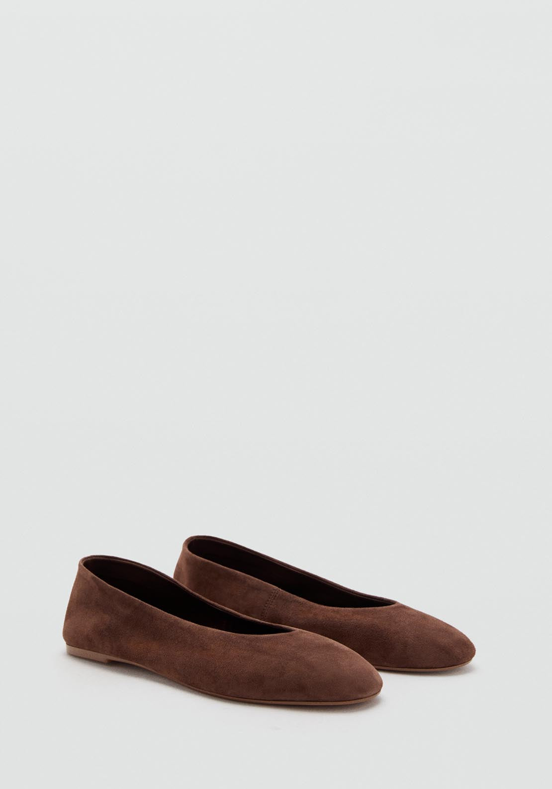 Mango Suede Flat Ballets - Brown 3 Shaws Department Stores