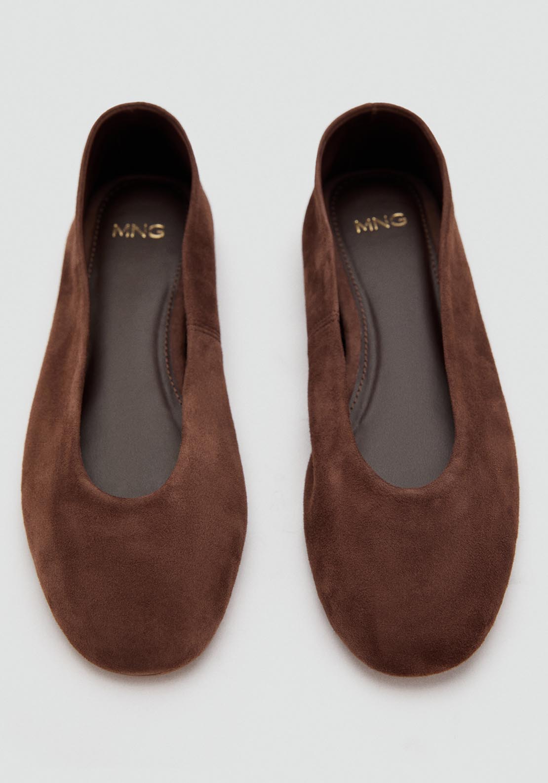 Mango Suede Flat Ballets - Brown 4 Shaws Department Stores