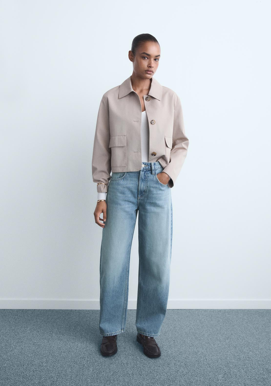 Mango High Rise Balloon Jeans - Blue 3 Shaws Department Stores