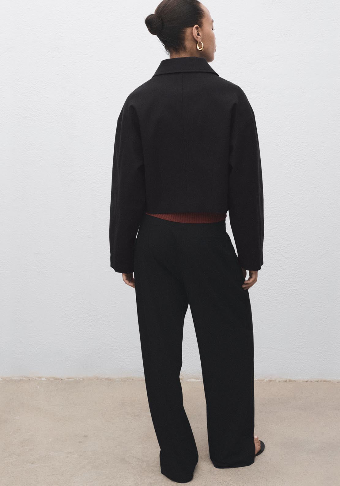 Mango Cropped Jacket With Pockets - Black 2 Shaws Department Stores