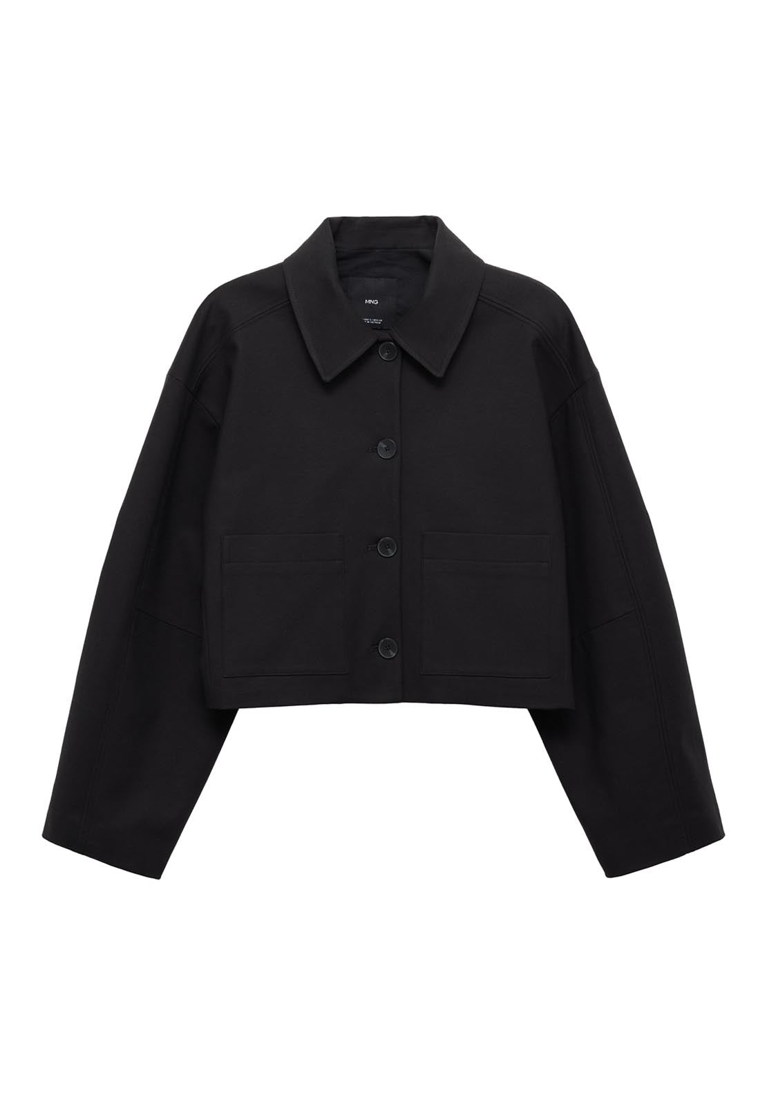 Mango Cropped Jacket With Pockets - Black 7 Shaws Department Stores