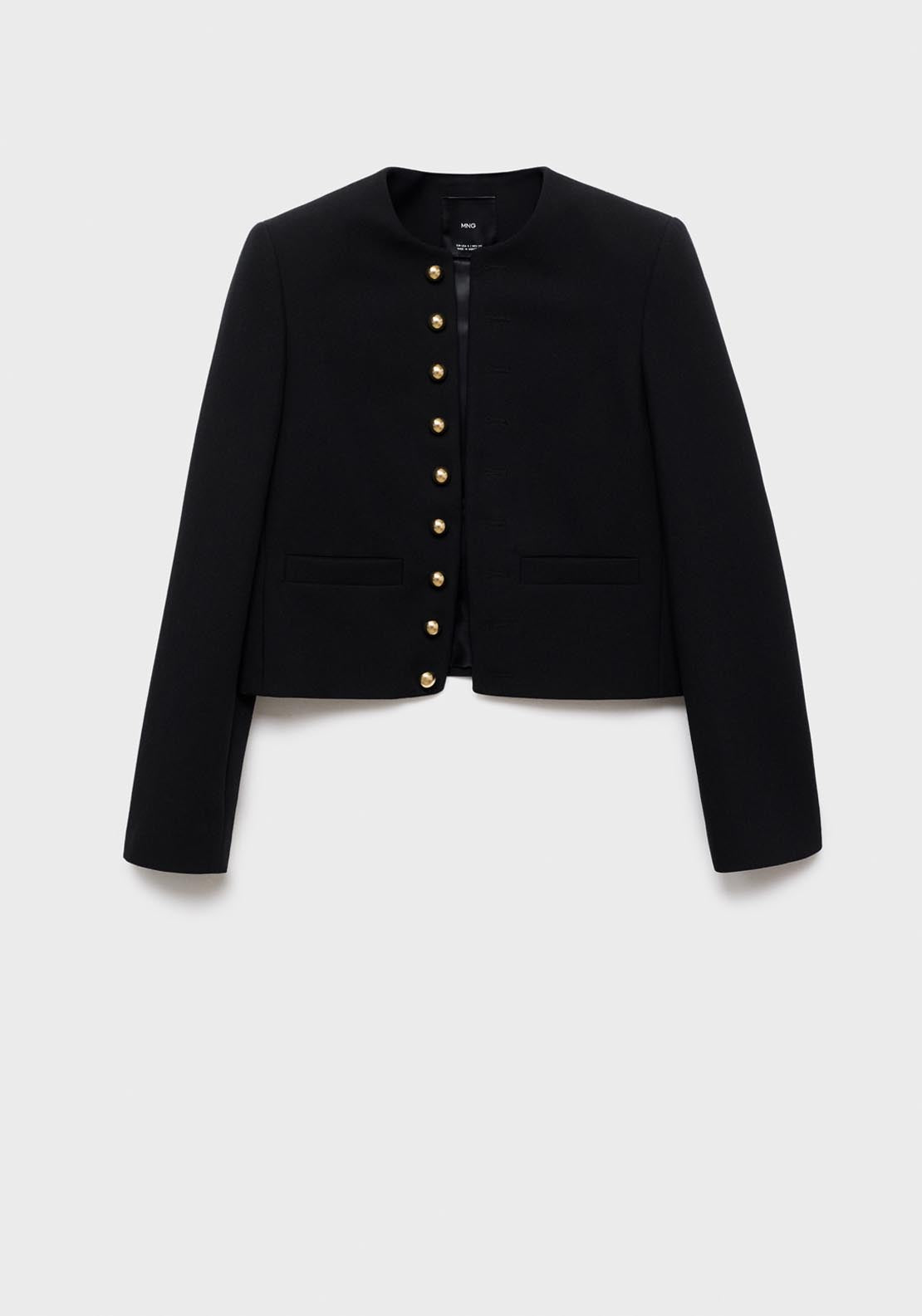 Mango Buttoned Cropped Jacket - Black 6 Shaws Department Stores