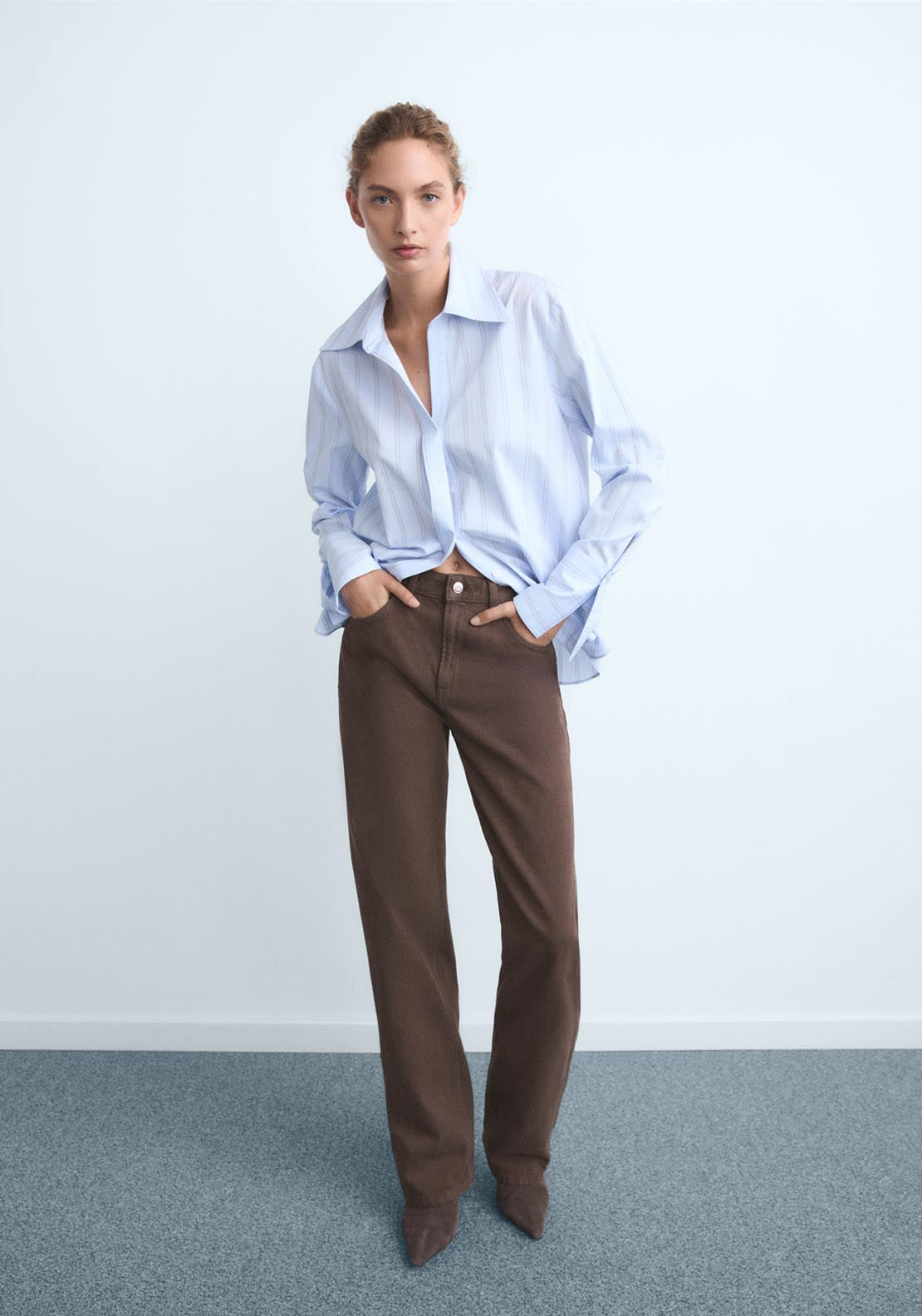 Mango Miami Medium Rise Straight Fit Jeans - Brown 4 Shaws Department Stores