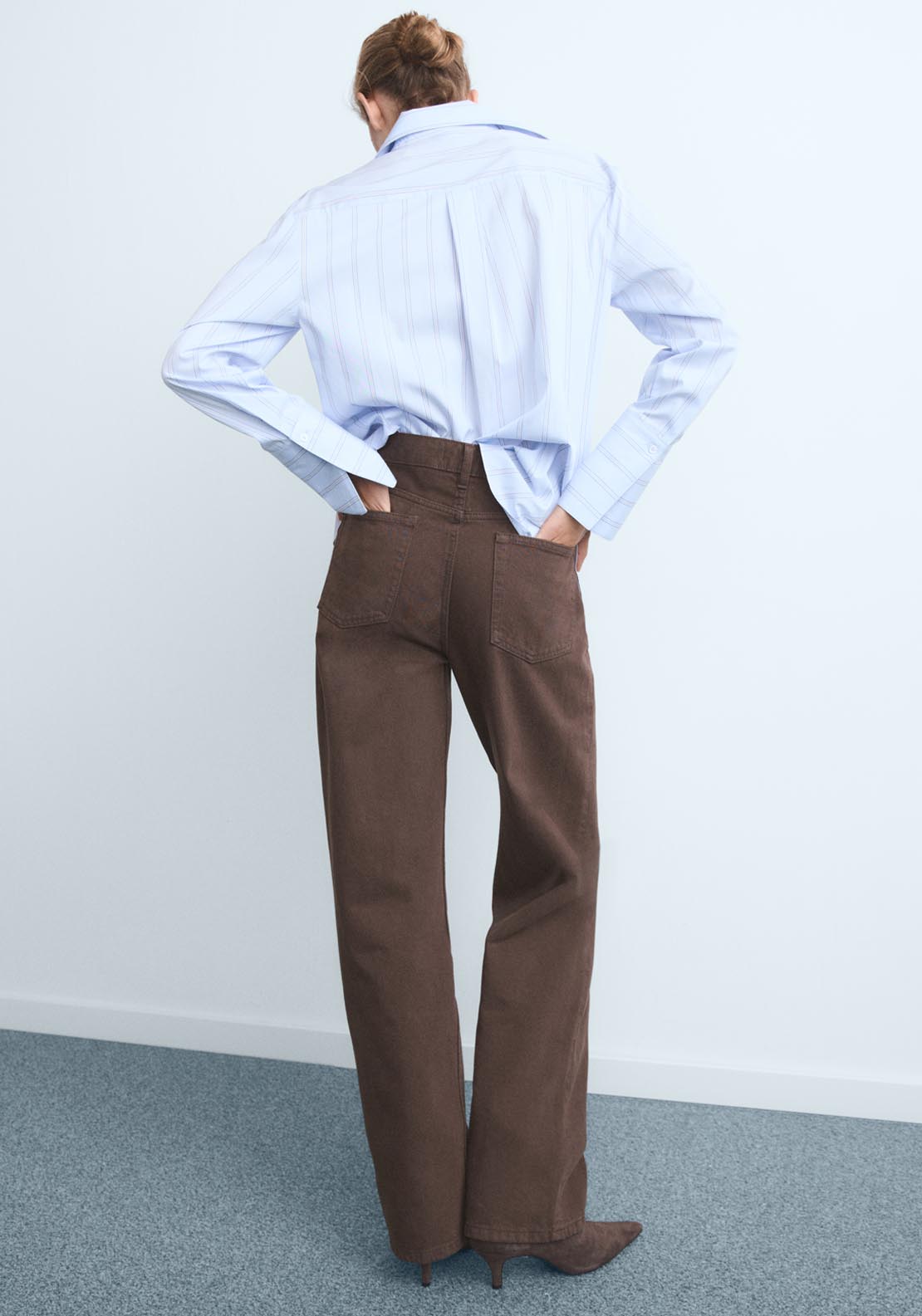 Mango Miami Medium Rise Straight Fit Jeans - Brown 2 Shaws Department Stores