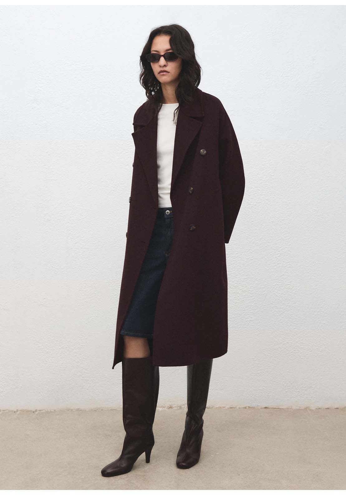 Handmade Oversized Wool Coat - Red