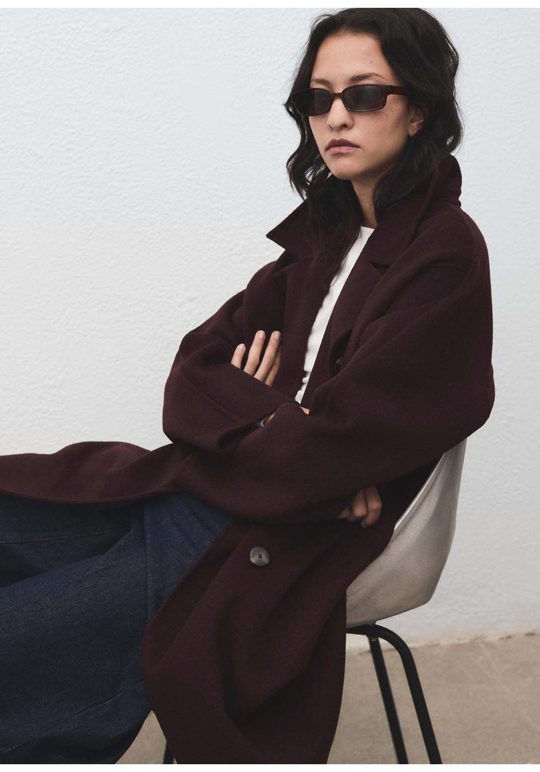 Handmade Oversized Wool Coat - Red