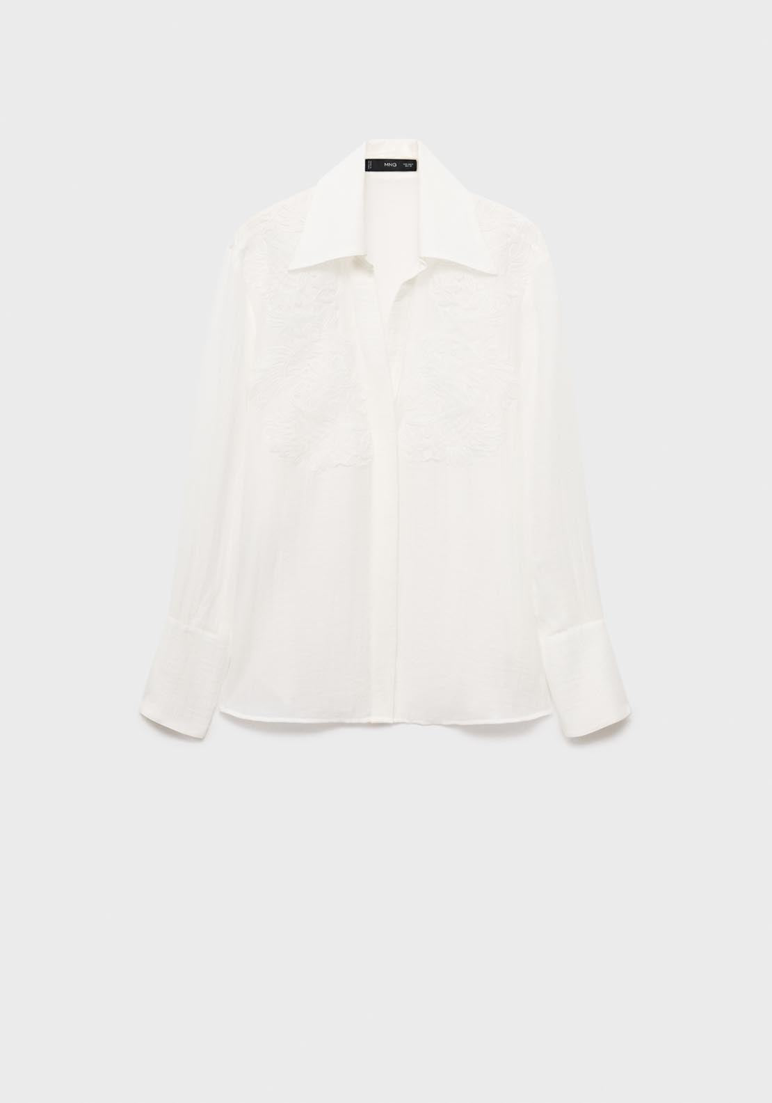 Mango Lyocell Shirt With Patches - Cream 6 Shaws Department Stores