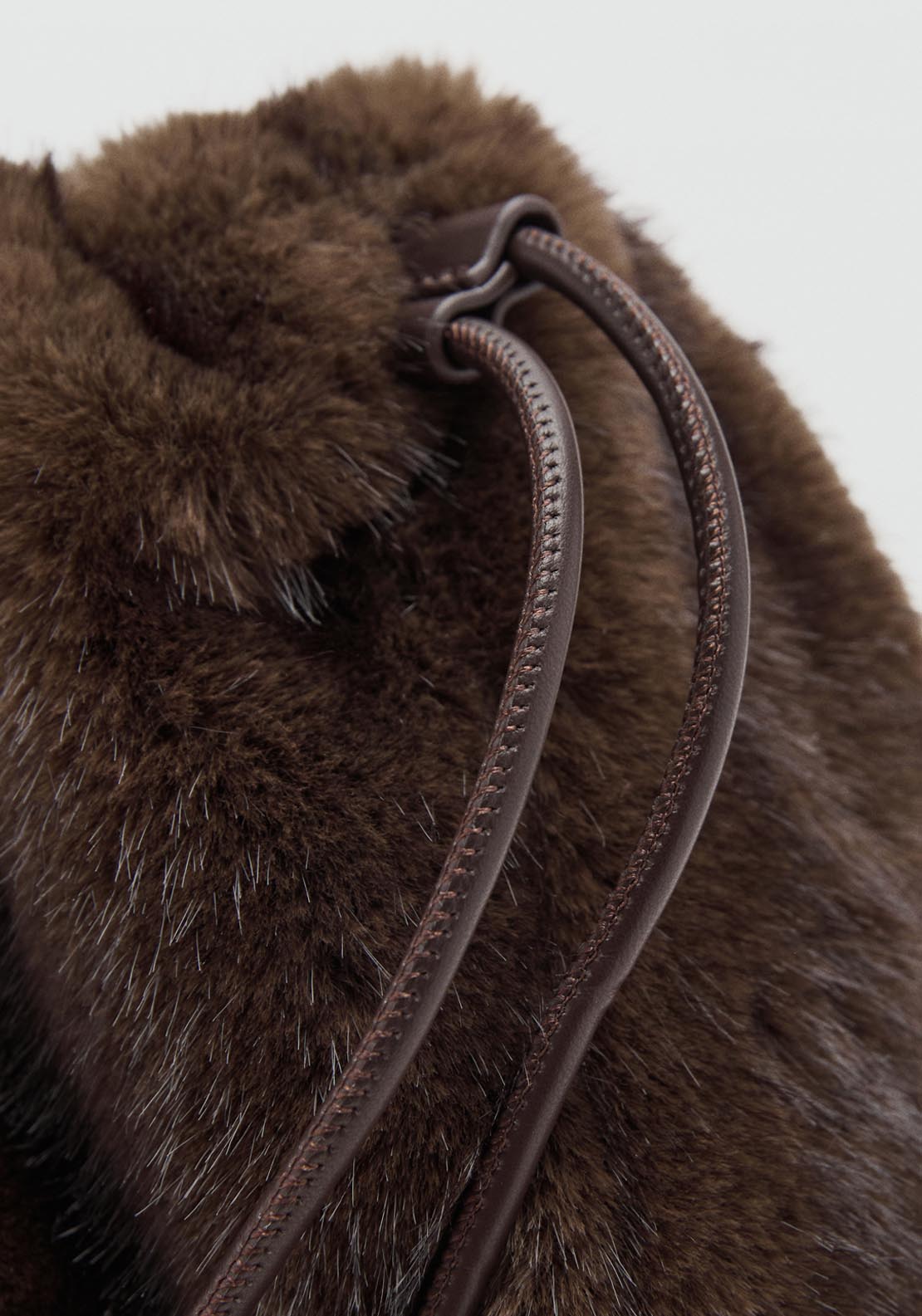 Faux Fur Handbag - Brown