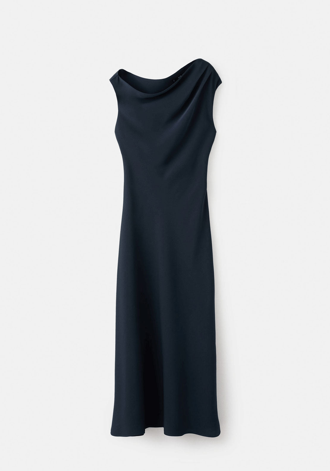 A-Line Dress With Asymmetrical Neckline - Blue
