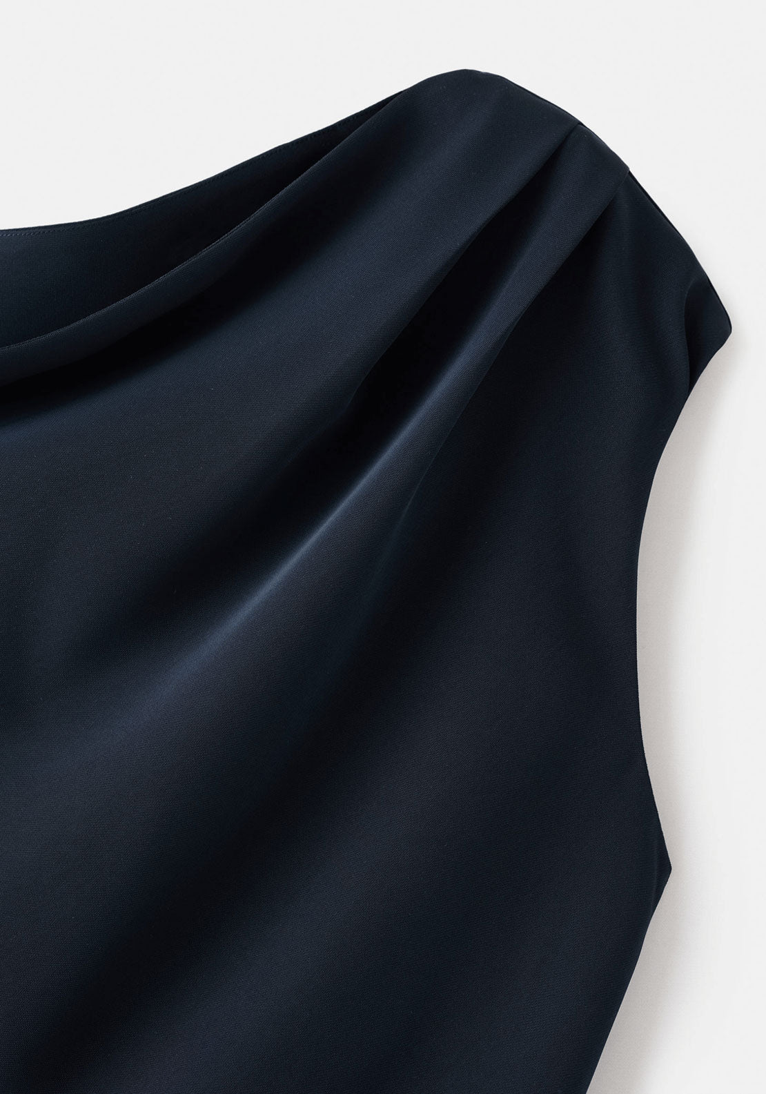 A-Line Dress With Asymmetrical Neckline - Blue