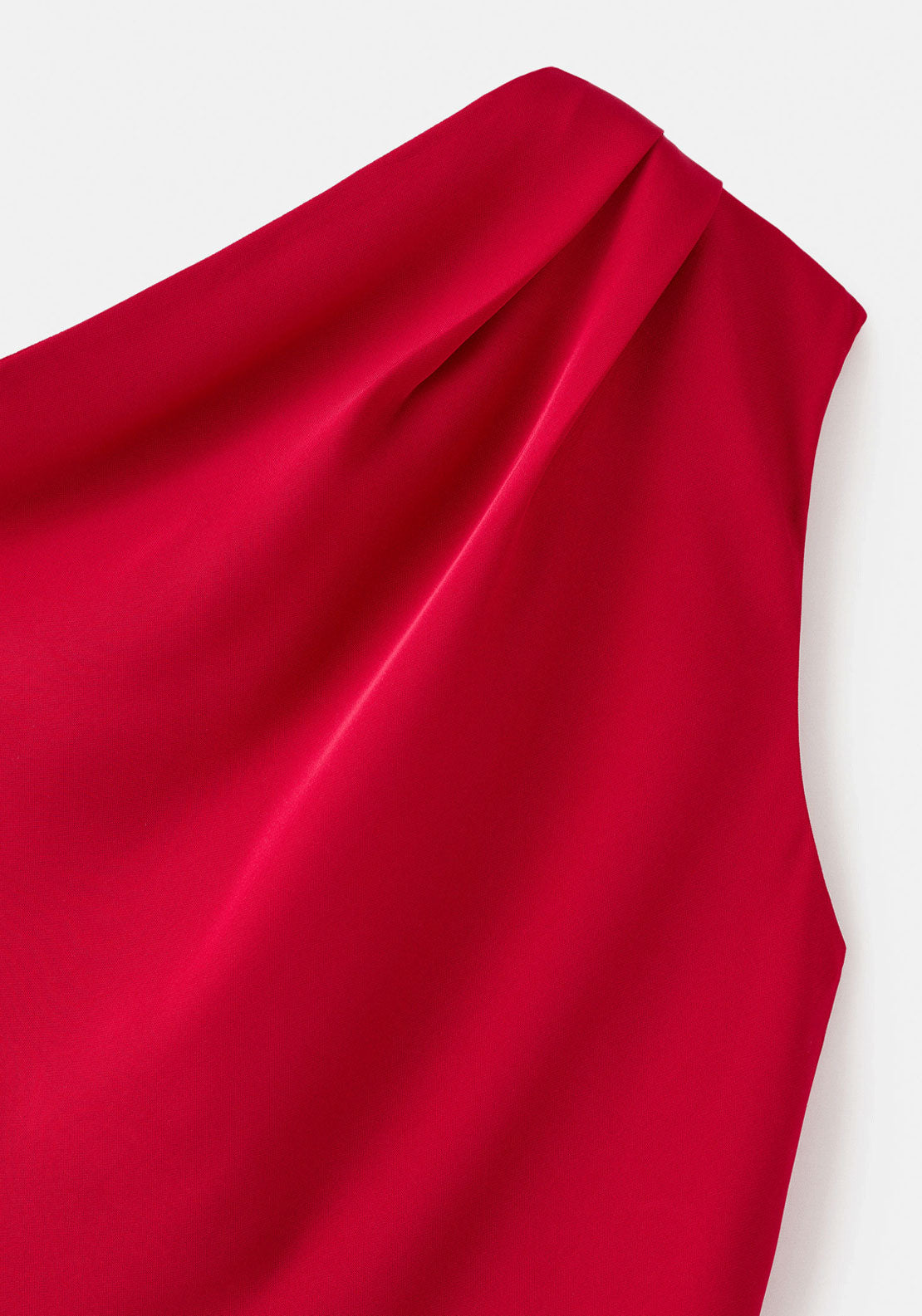 A-Line Dress With Asymmetrical Neckline - Red
