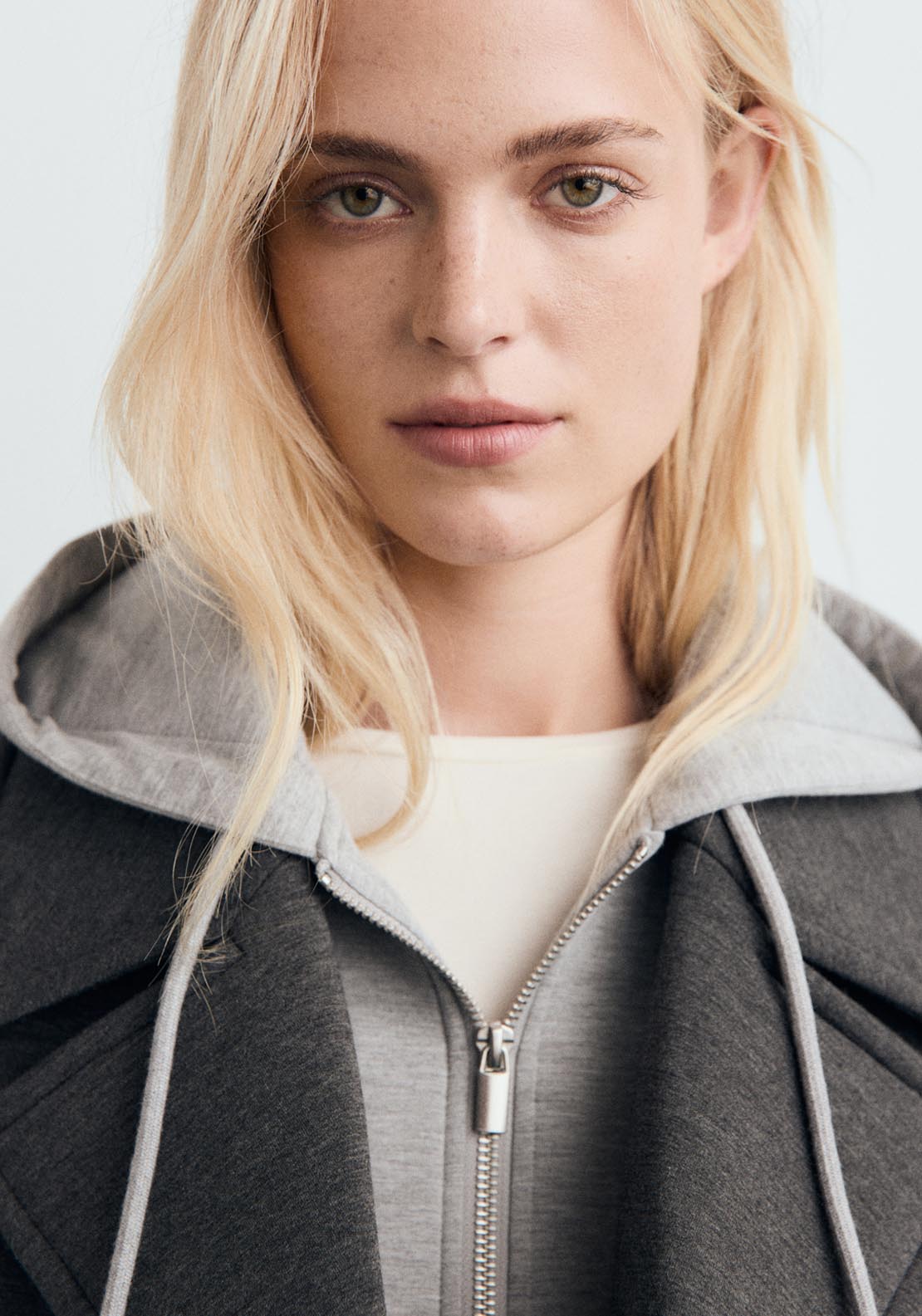 Mango Combined Hooded Jacket - Grey 4 Shaws Department Stores