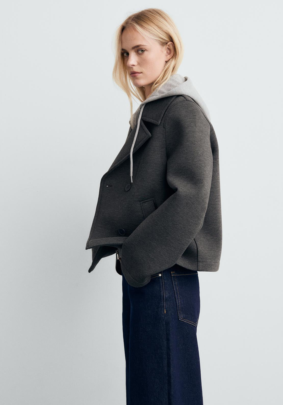 Mango Combined Hooded Jacket - Grey 3 Shaws Department Stores