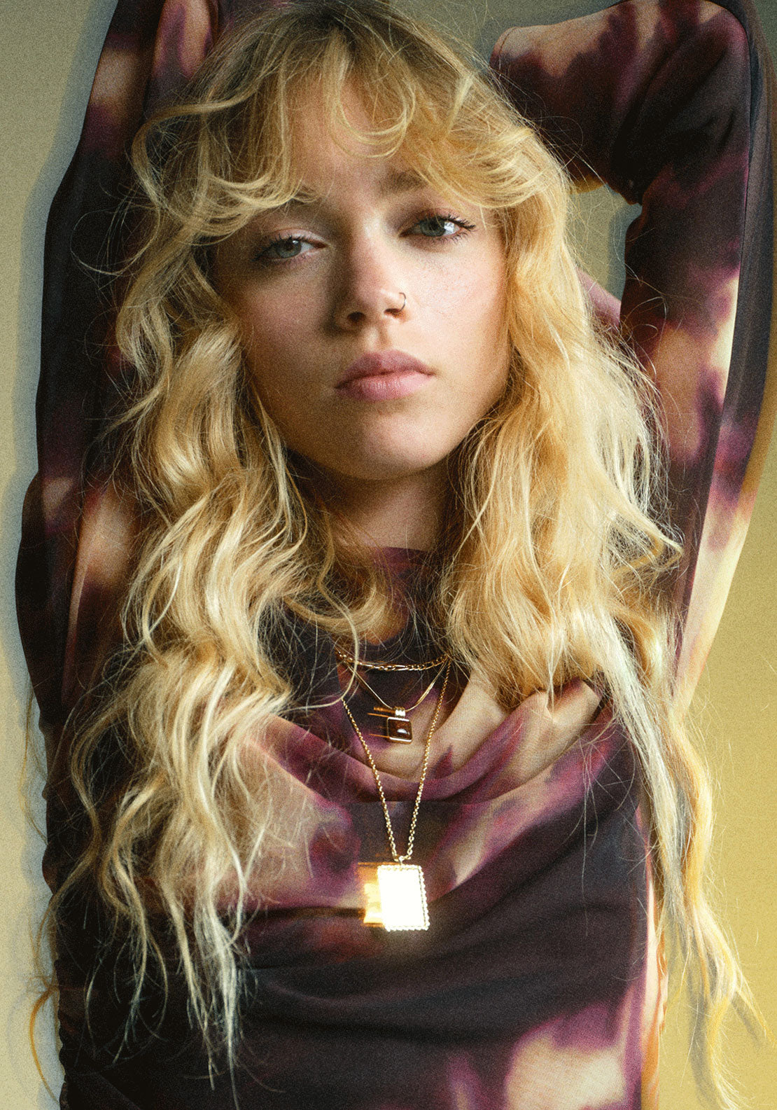 Tie Dye Ruched Dress - Burgundy