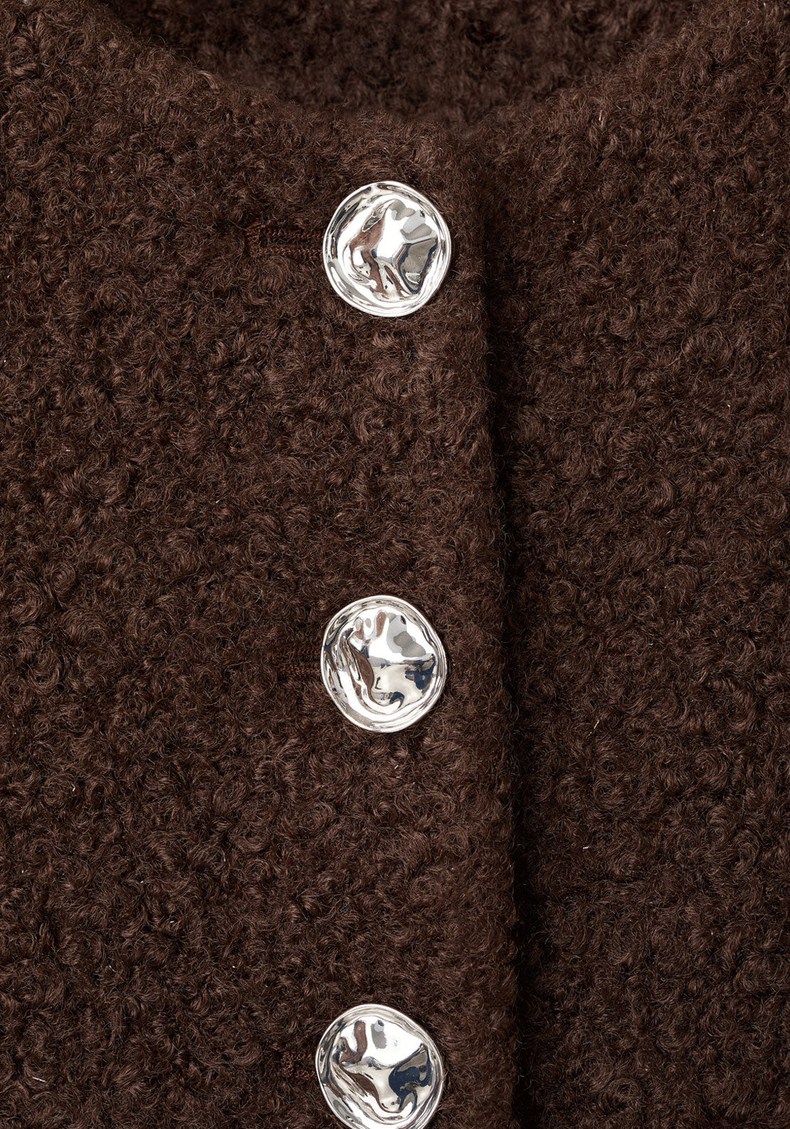 Boucle Jacket With Jewel Buttons - Brown