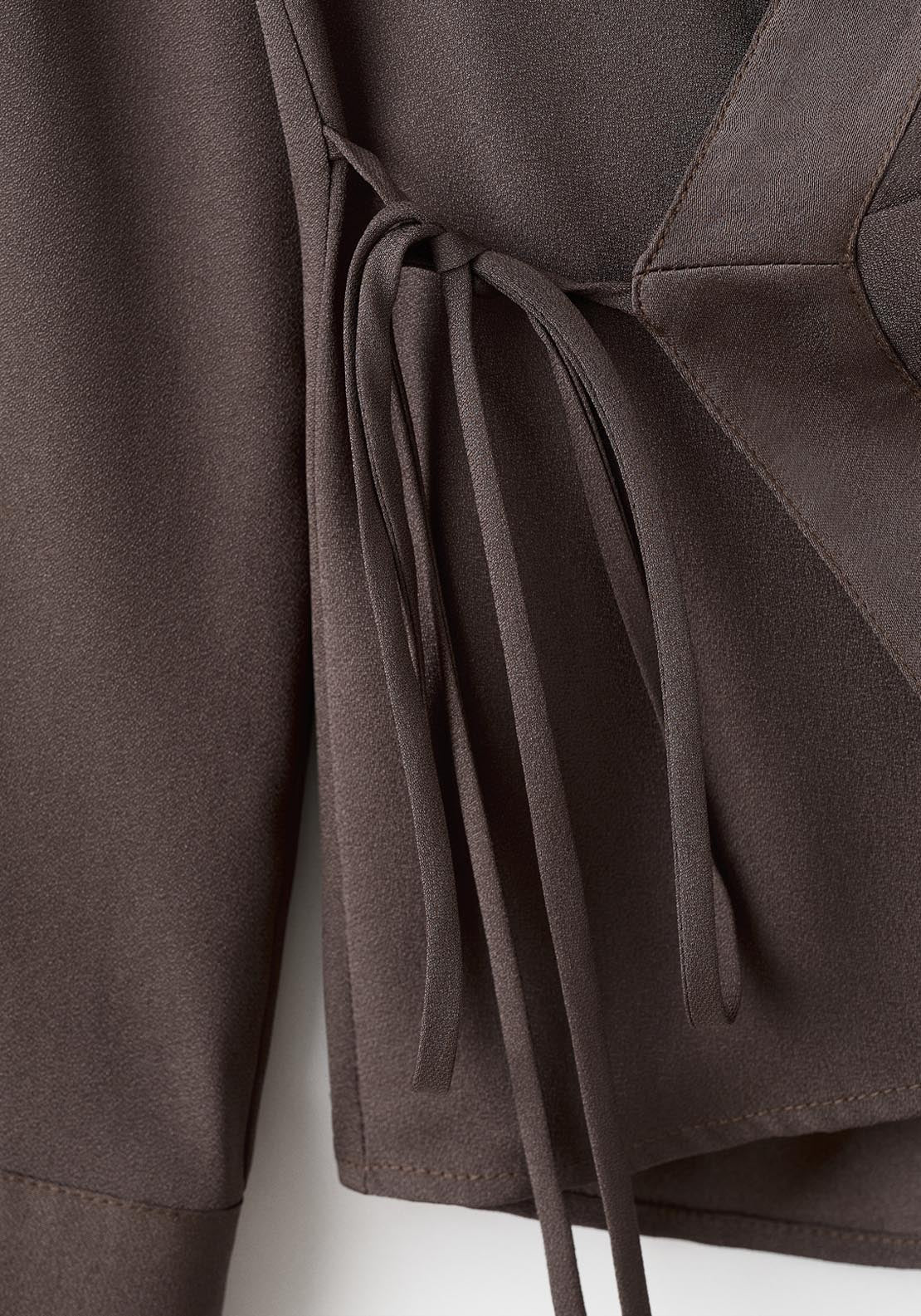 Mango Cross Over Satin Blouse - Brown 8 Shaws Department Stores
