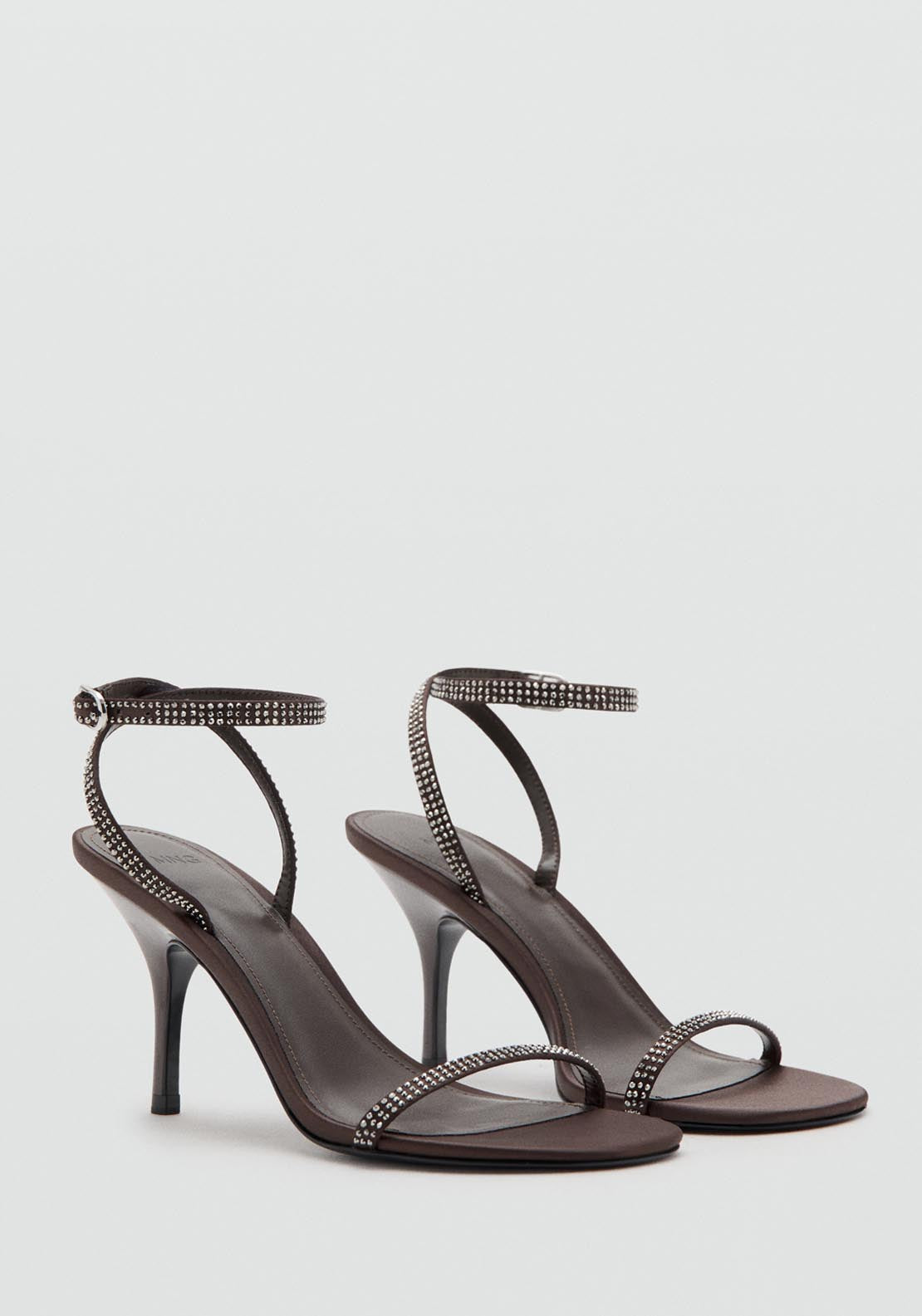 Mango Heeled Sandal With Strass Strap - Brown 2 Shaws Department Stores