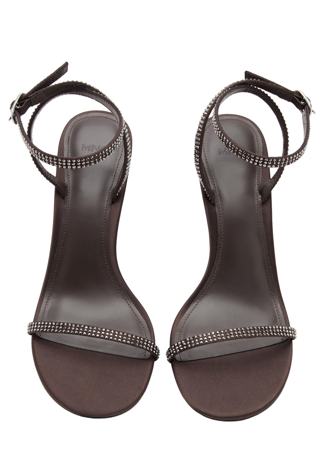 Mango Heeled Sandal With Strass Strap - Brown 5 Shaws Department Stores