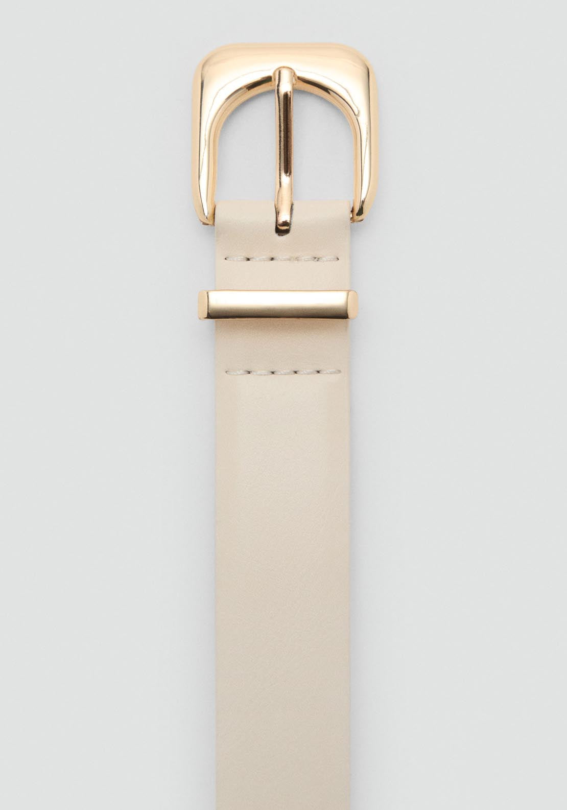 Mango Leather Effect Belt With Buckle - Light Beige 3 Shaws Department Stores