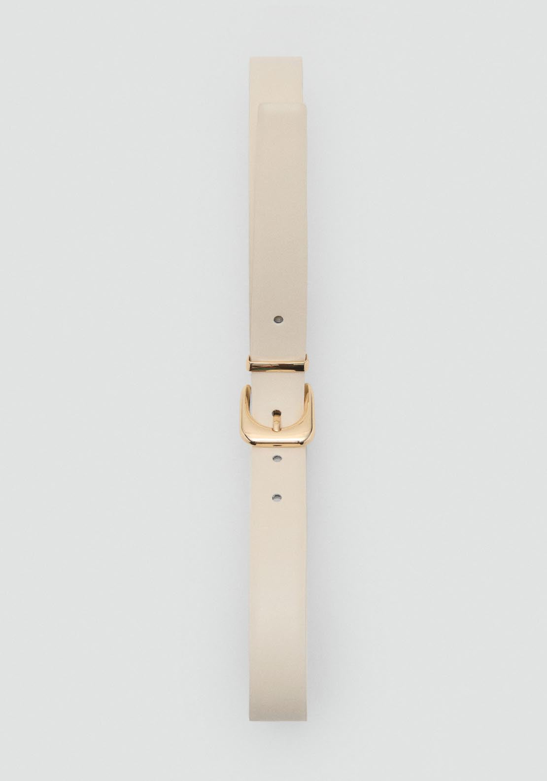 Mango Leather Effect Belt With Buckle - Light Beige 4 Shaws Department Stores
