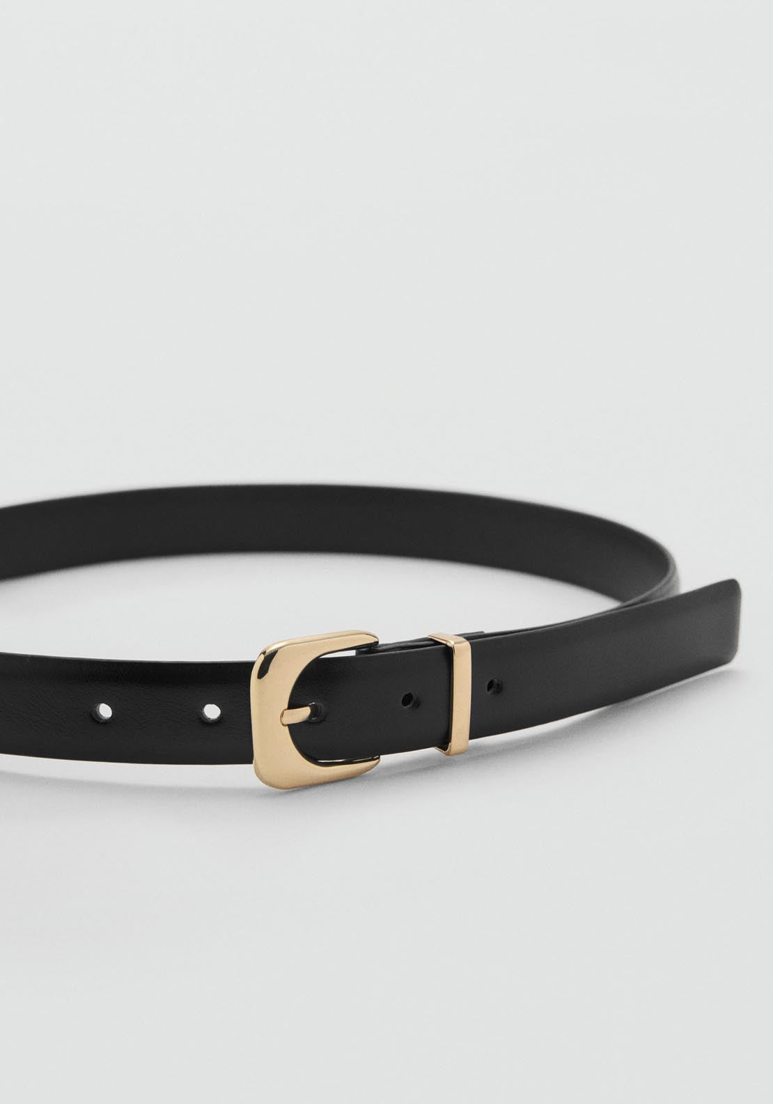 Mango Leather Effect Belt With Buckle - Black 2 Shaws Department Stores