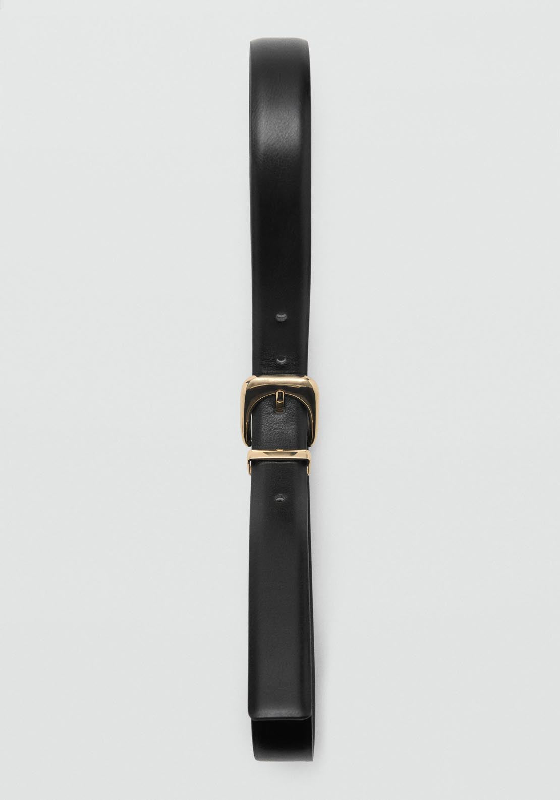 Mango Leather Effect Belt With Buckle - Black 4 Shaws Department Stores