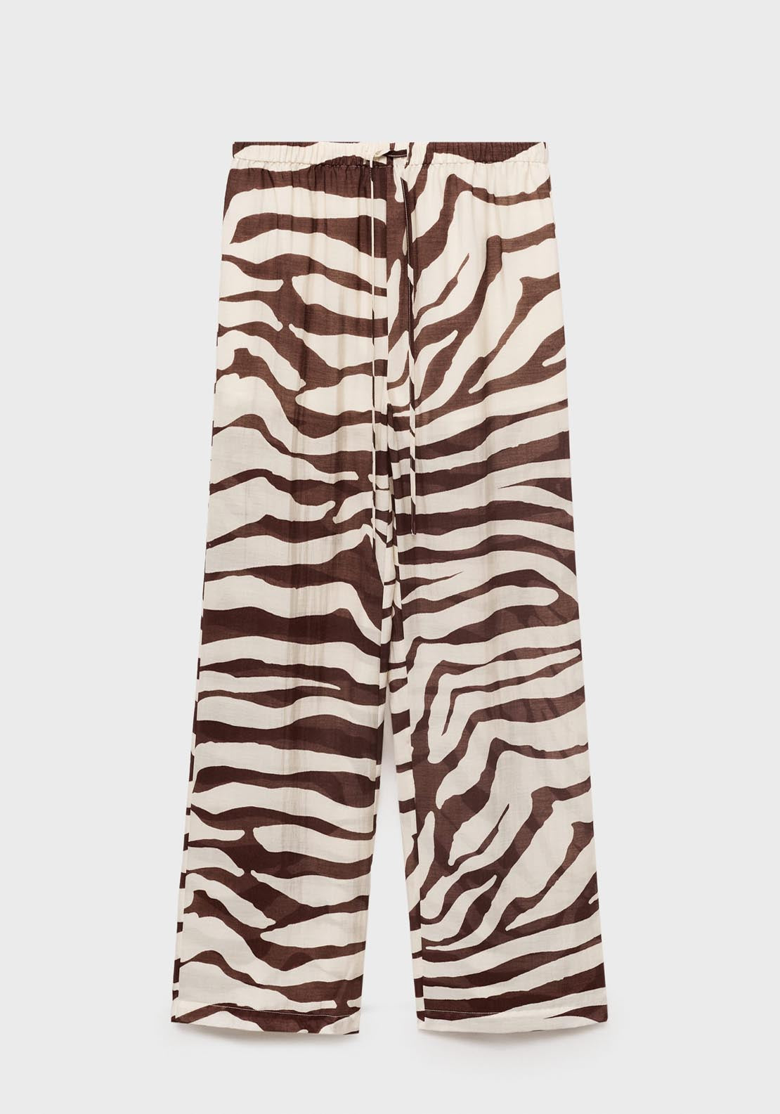 Mango Zebra Print Fluid Trousers - Light Beige 5 Shaws Department Stores