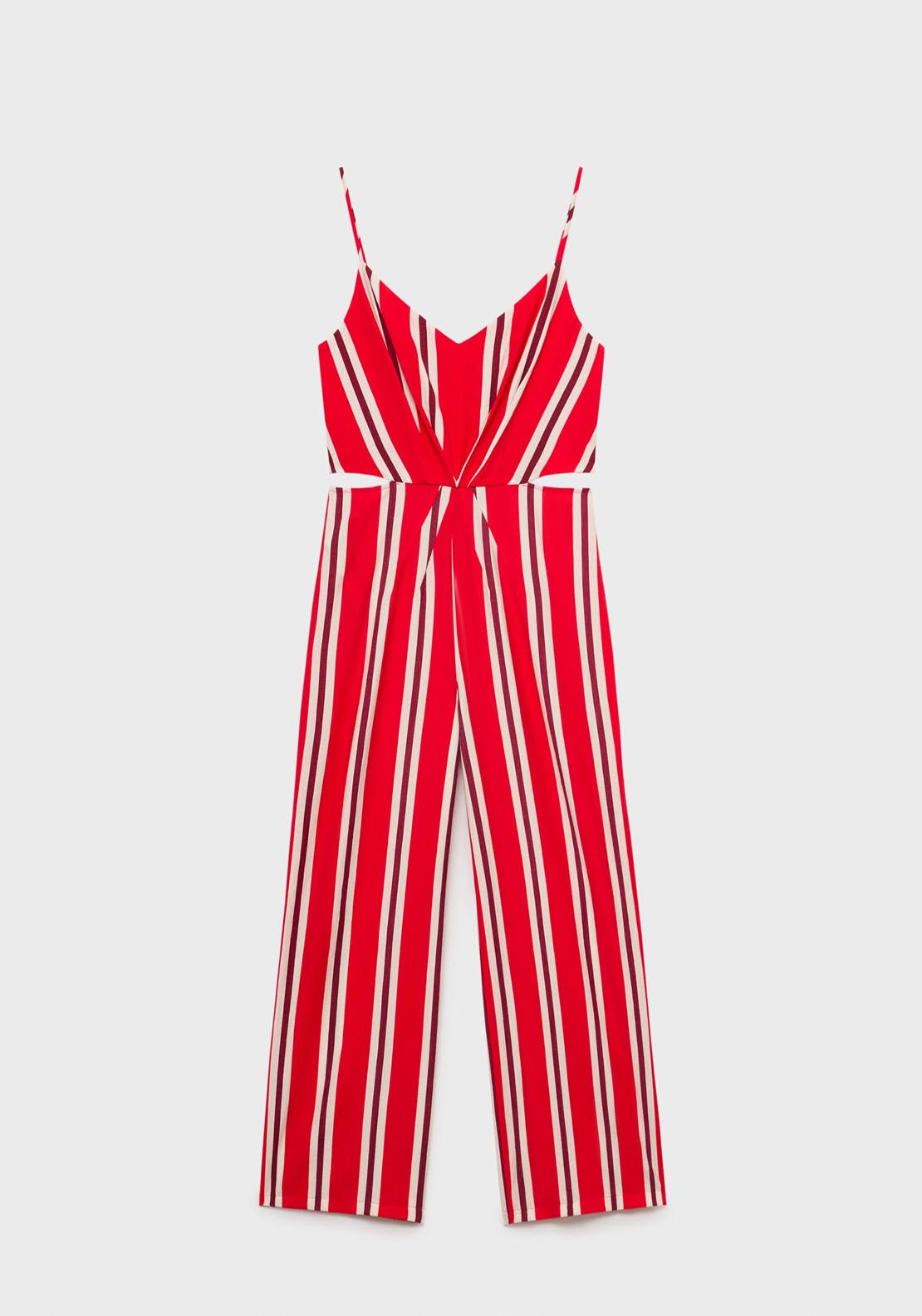 Mango Striped Jumpsuit With Cut Out - Red 7 Shaws Department Stores
