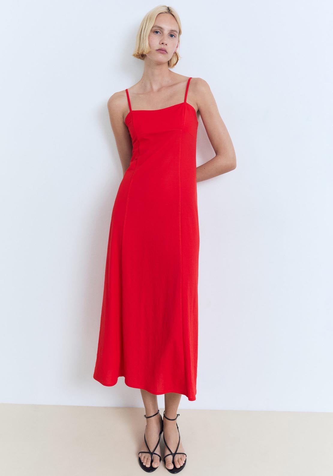 Mango Shift Midi Dress - Red 1 Shaws Department Stores