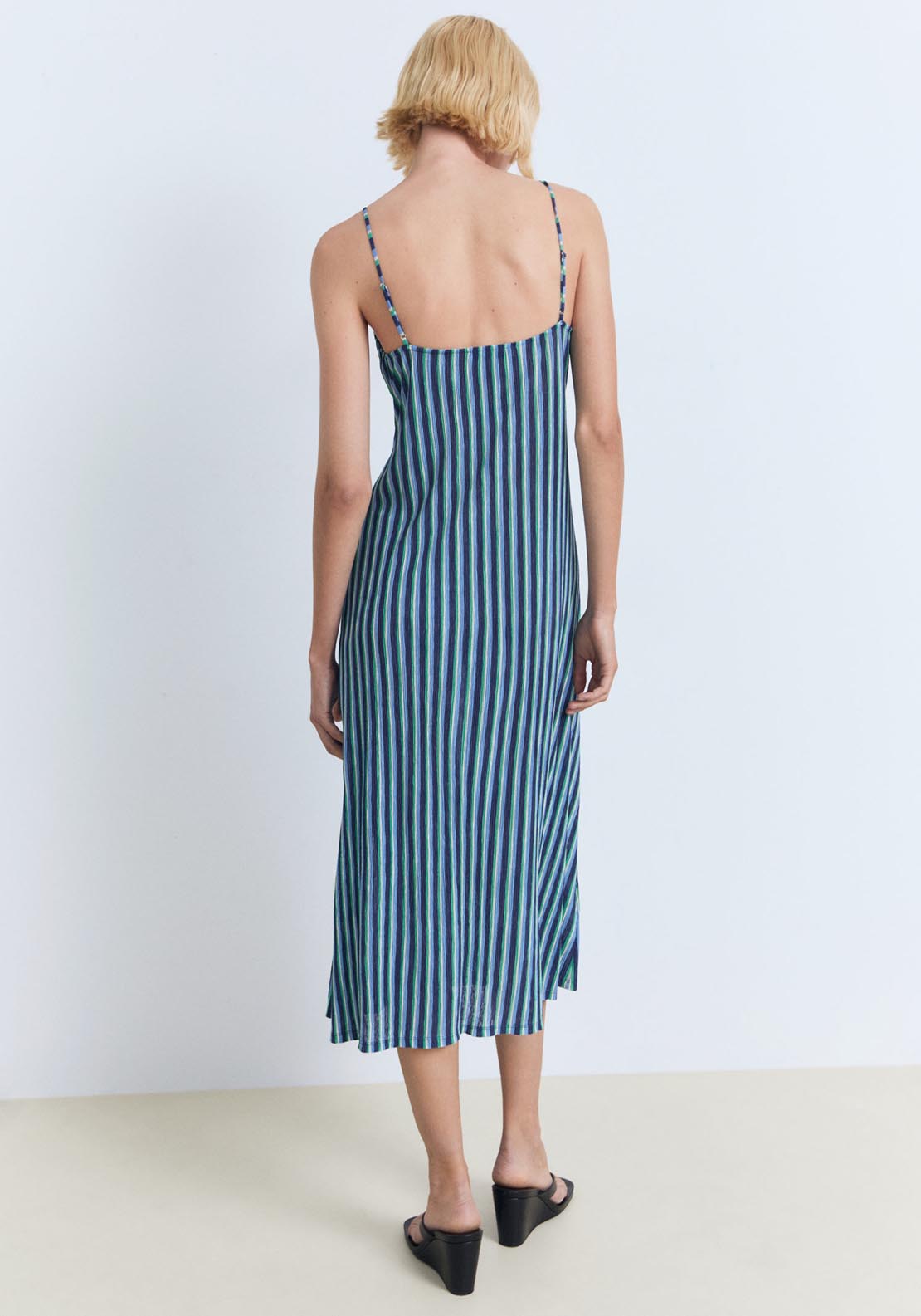 Mango Strapless Gathered Dress - Medium Blue 2 Shaws Department Stores