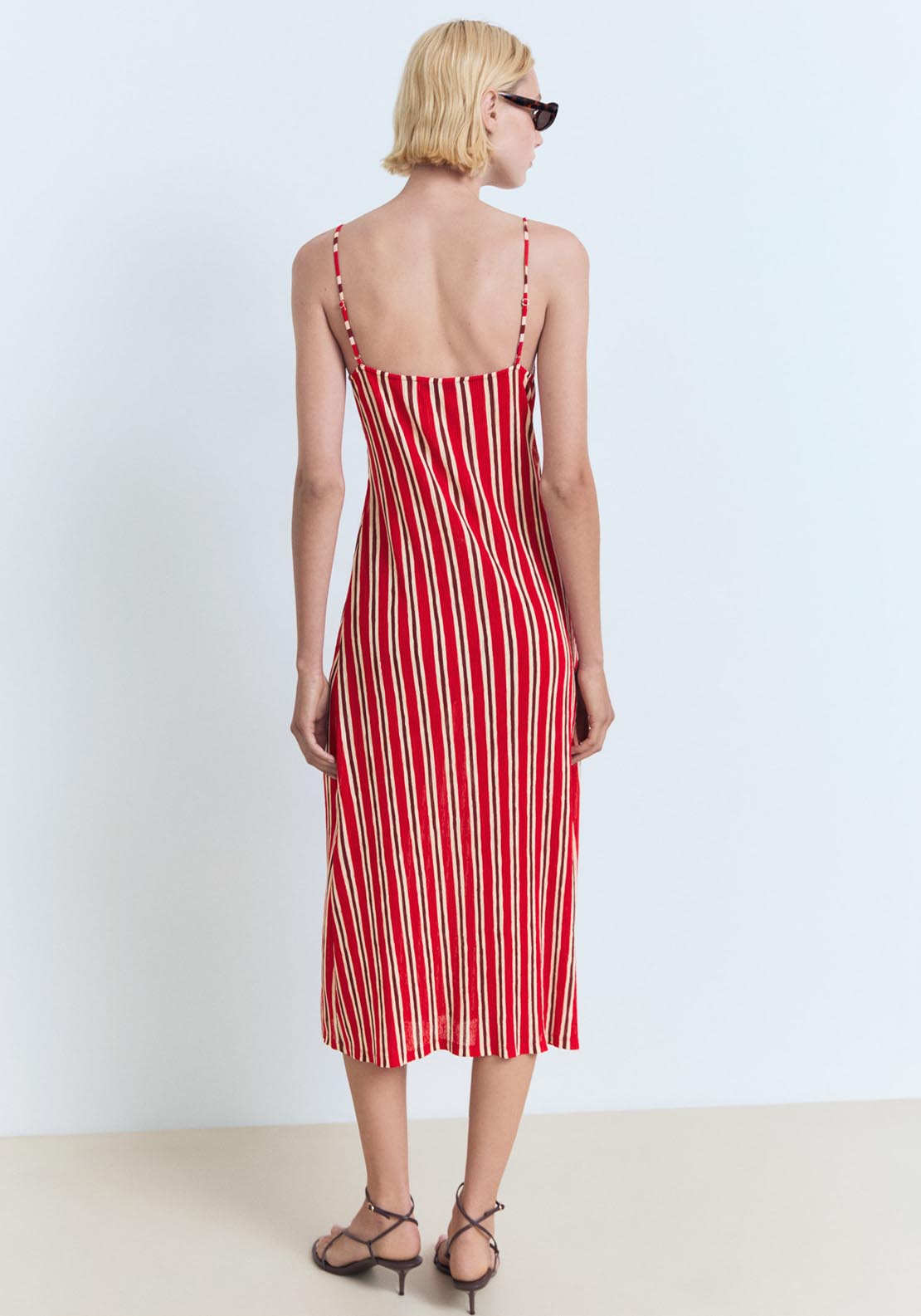 Mango Strapless Gathered Dress - Red 2 Shaws Department Stores