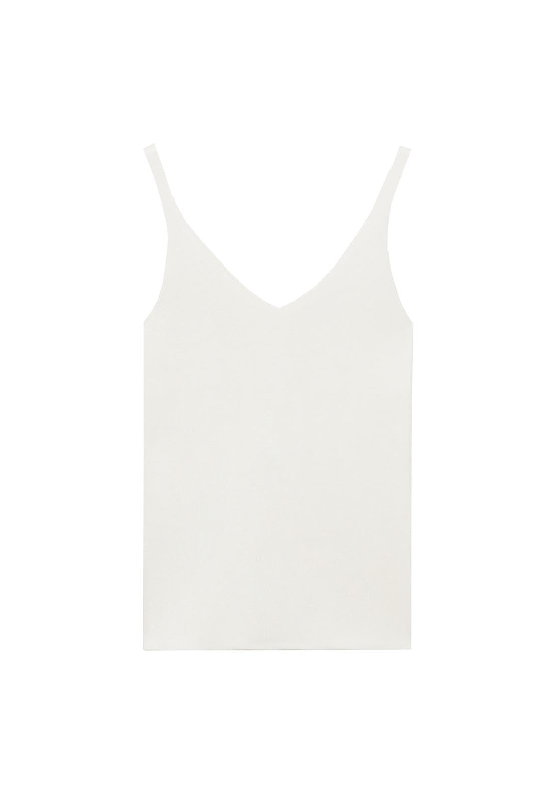Mango V Neck Knitted Top - Light Beige 5 Shaws Department Stores