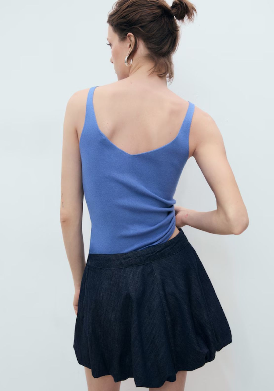 Mango V Neck Knitted Top - Light/pastel Blue 2 Shaws Department Stores