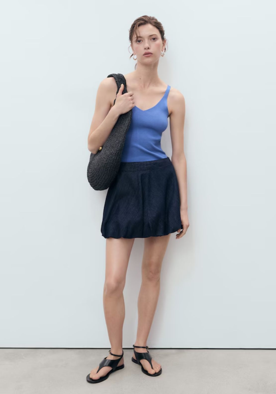 Mango V Neck Knitted Top - Light/pastel Blue 4 Shaws Department Stores
