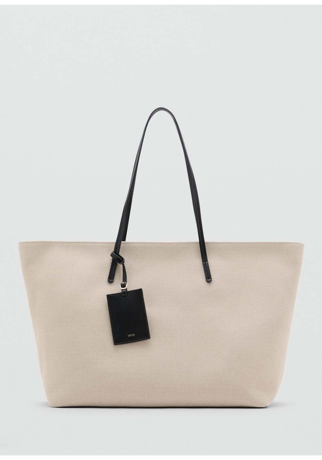 Contrast Canvas Shopper Bag - Cream