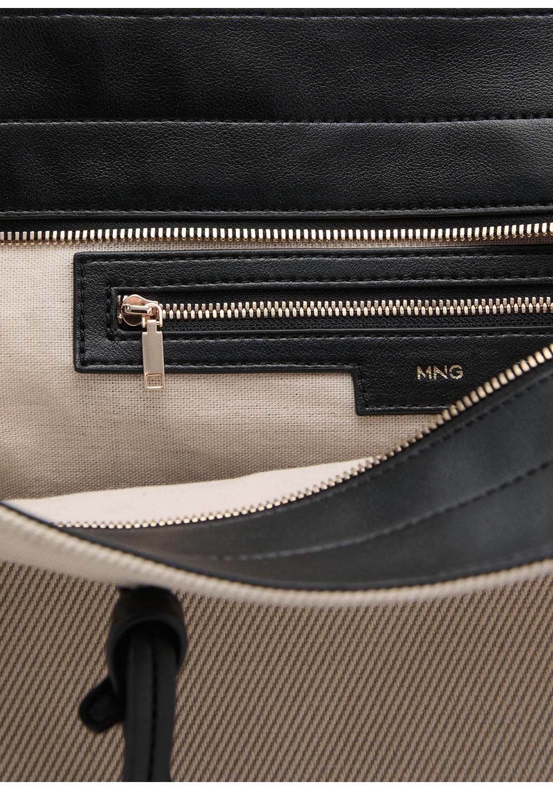 Contrast Canvas Shopper Bag - Cream
