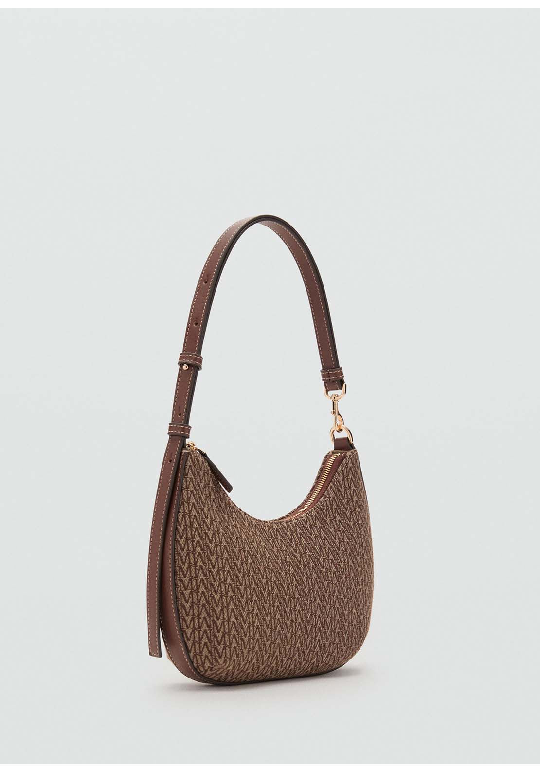 Shoulder Bag With Printed Logo - Brown