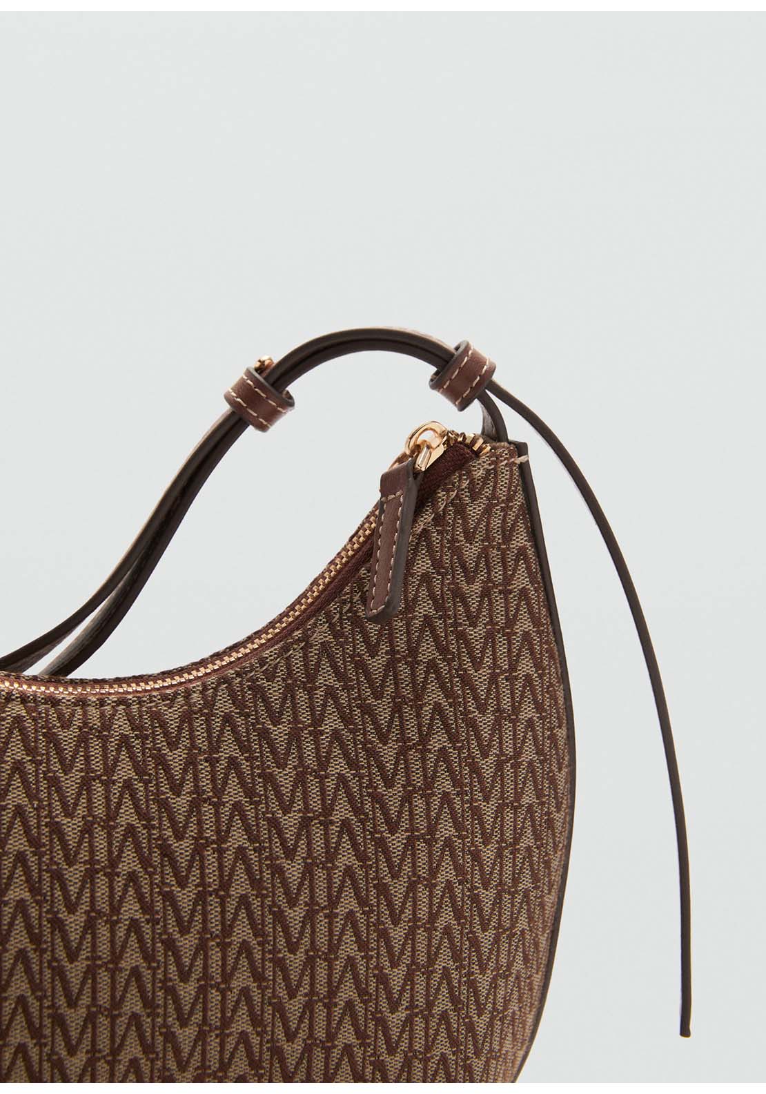 Shoulder Bag With Printed Logo - Brown