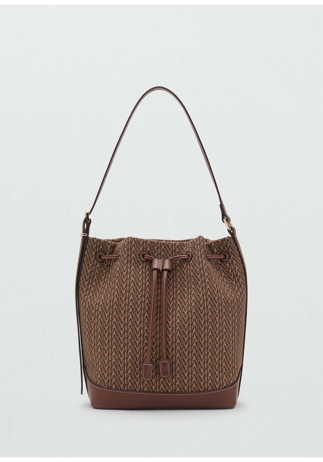 Bucket Bag With Printed Logo - Brown