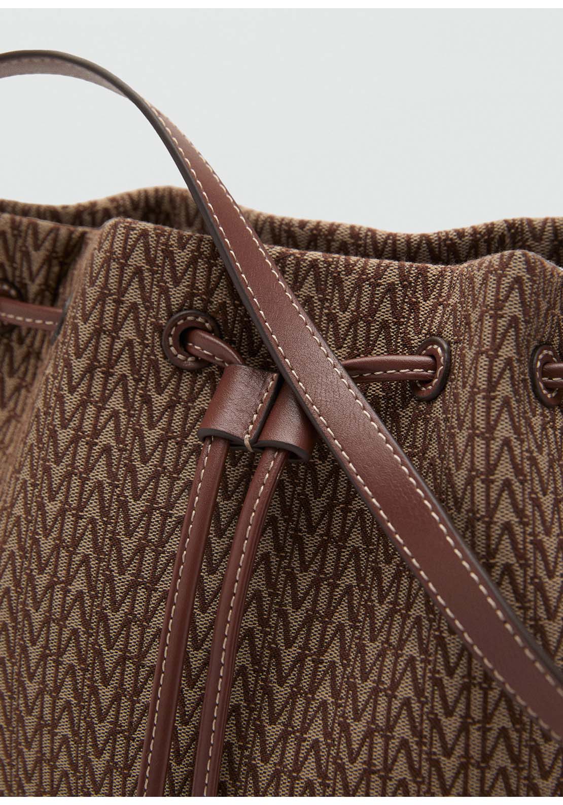 Bucket Bag With Printed Logo - Brown