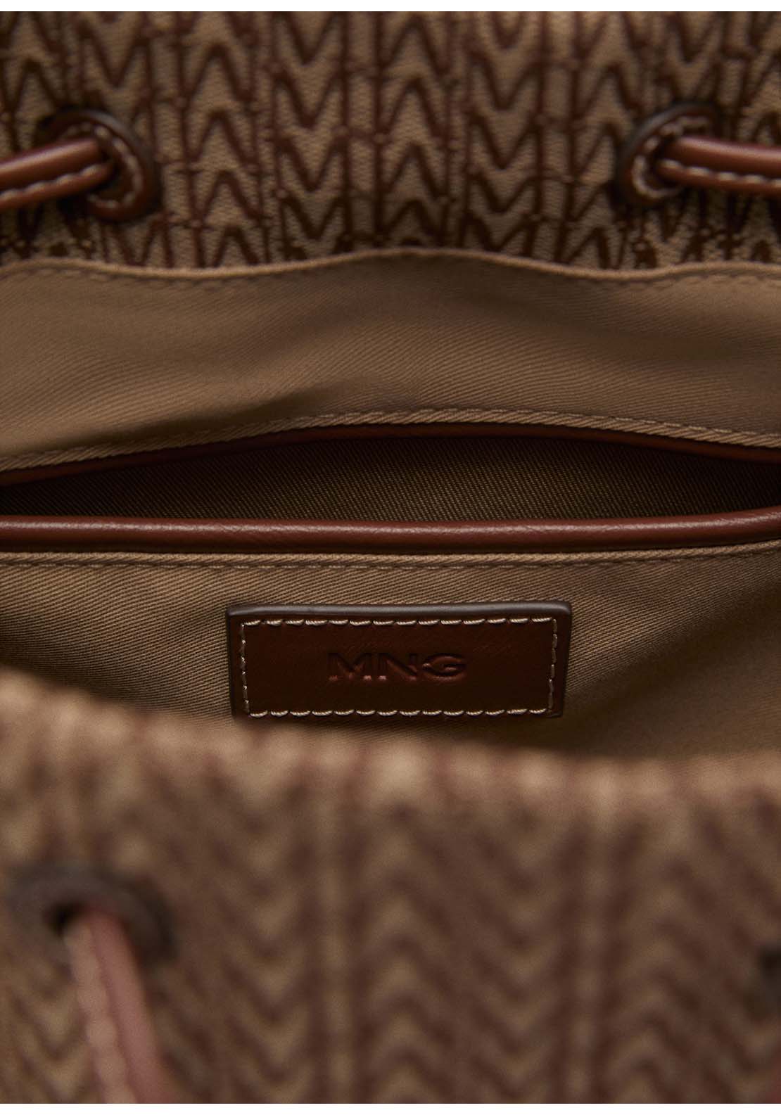 Bucket Bag With Printed Logo - Brown