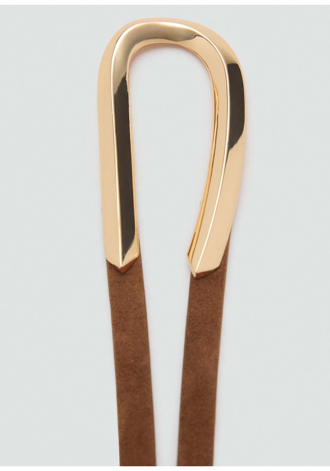 Thin Suede Leather Belt - Brown