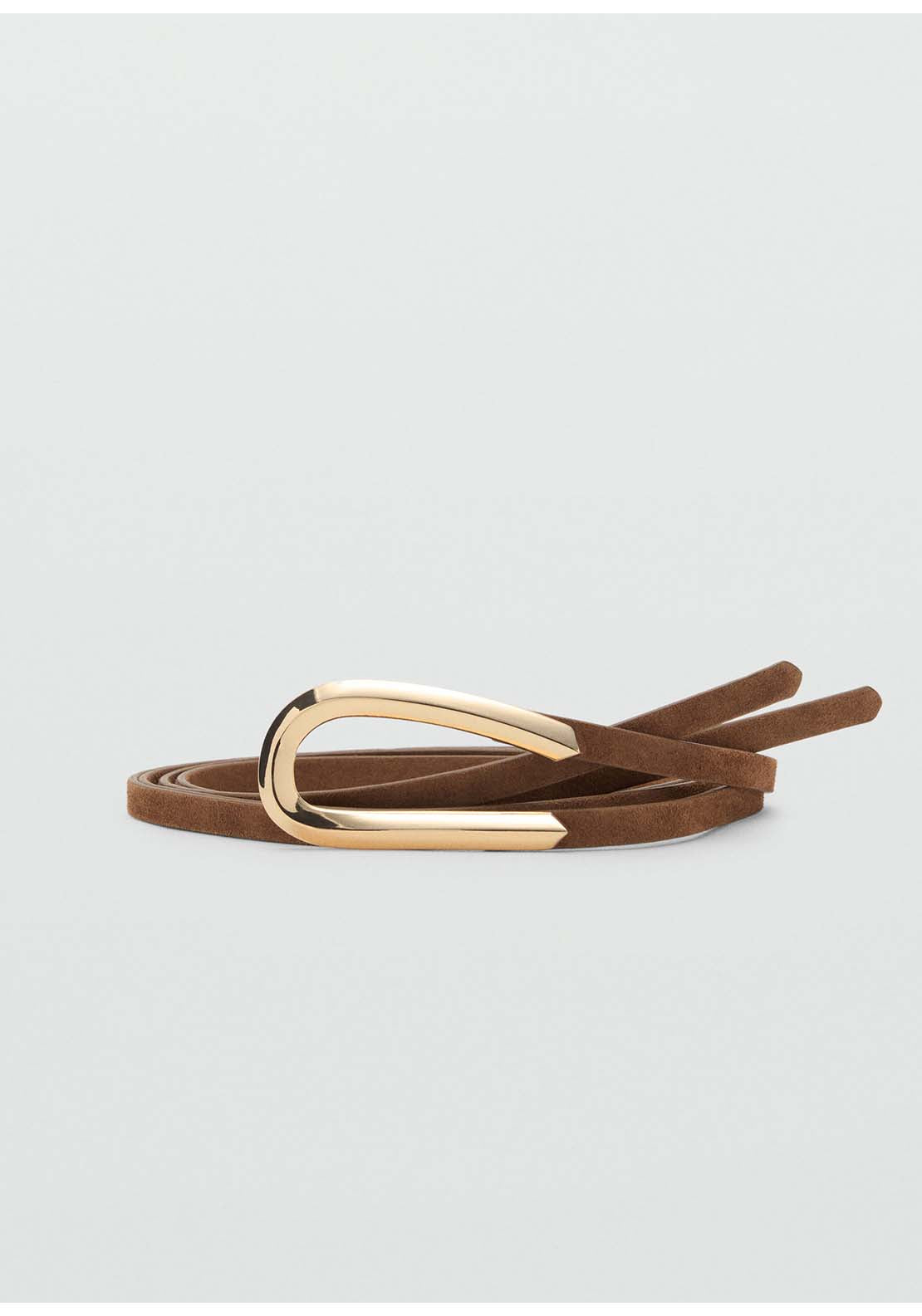 Thin Suede Leather Belt - Brown