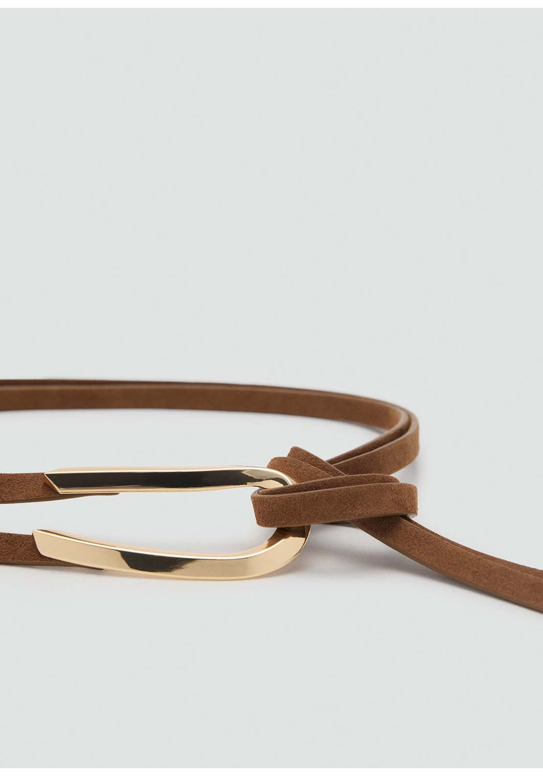 Thin Suede Leather Belt - Brown